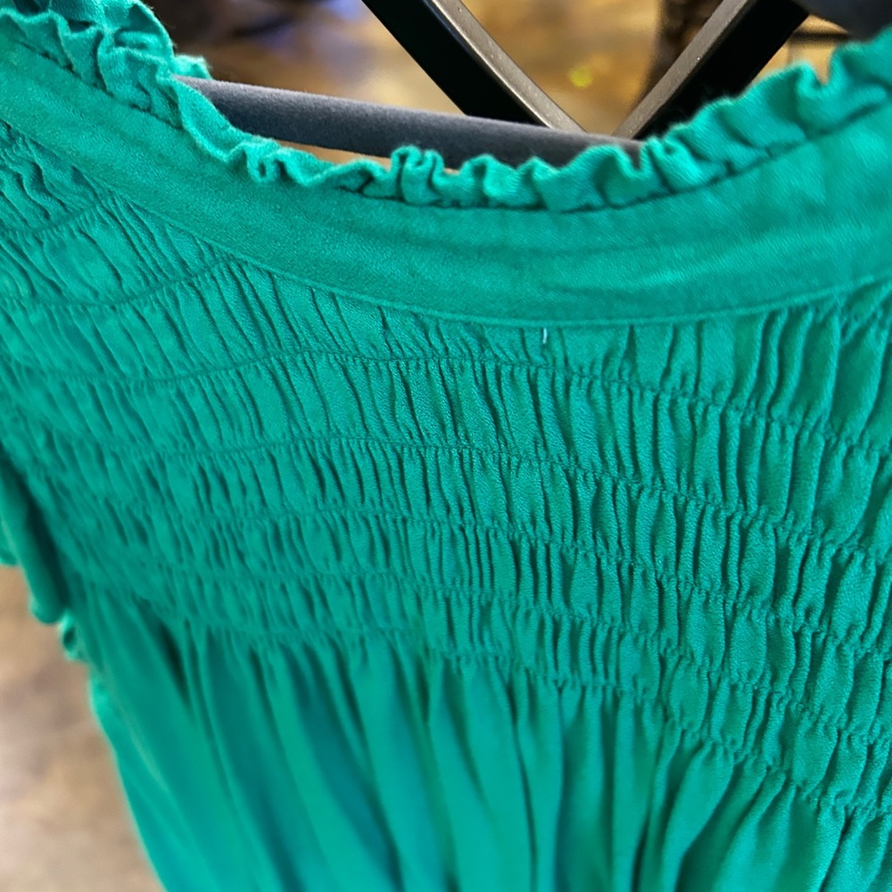 Crown & Ivy Emerald Smocked Blouse